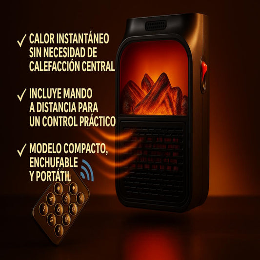 🔥 Calefactor Eléctrico Portátil Enchufable 1000W 110-220V com Mando a Distância – Calor Instantáneo y Seguro