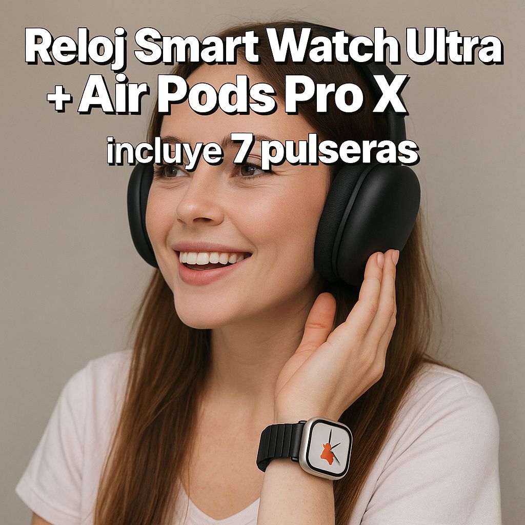 ¡SmartPack Pro : SmartWatch Ultra + Auriculares Pro X + Incluye 7 Correas! 🔥